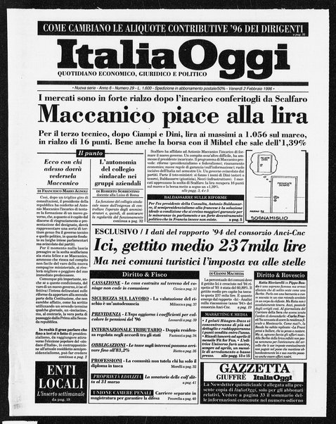 Italia oggi : quotidiano di economia finanza e politica